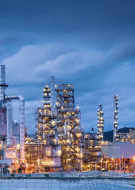 Oil refinery plant in the evening
