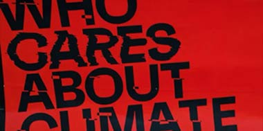 Who cares about Climate change written on red background